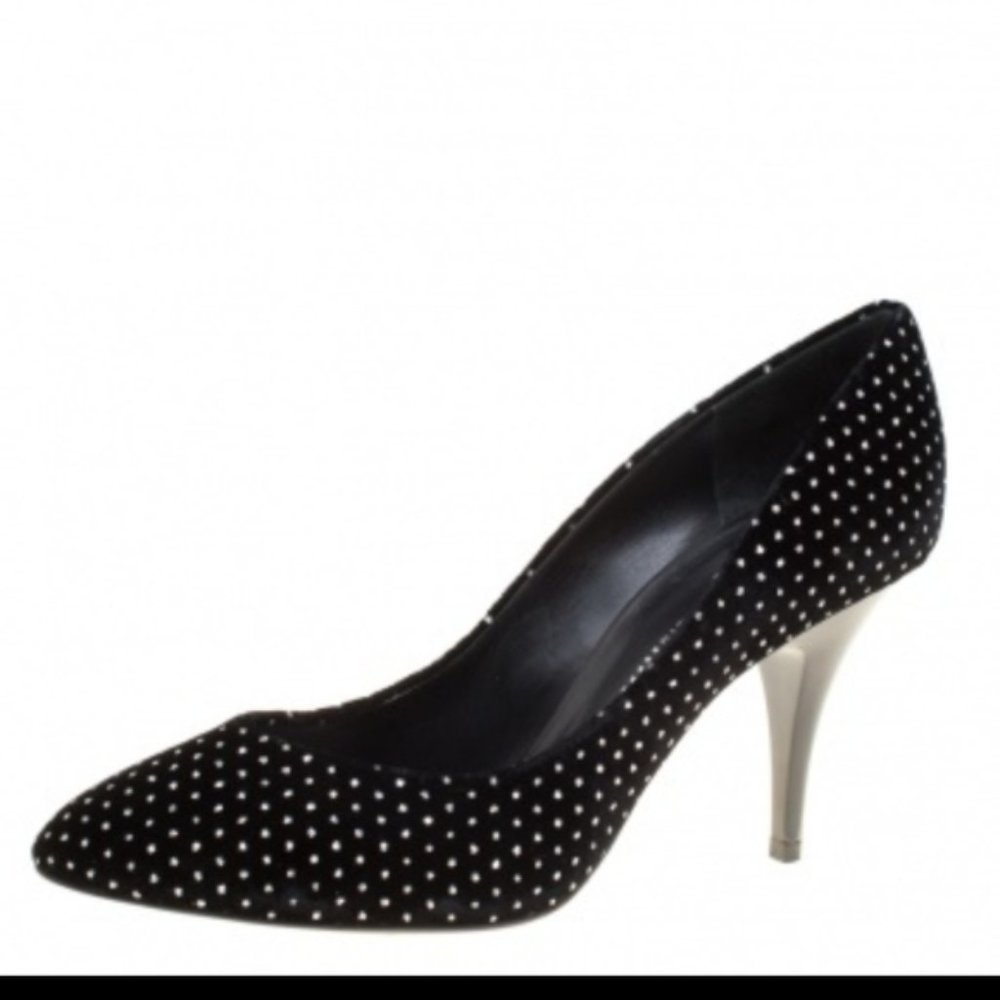 Rare glitter embossed star like dots velvet pumps - Picture 2 of 8